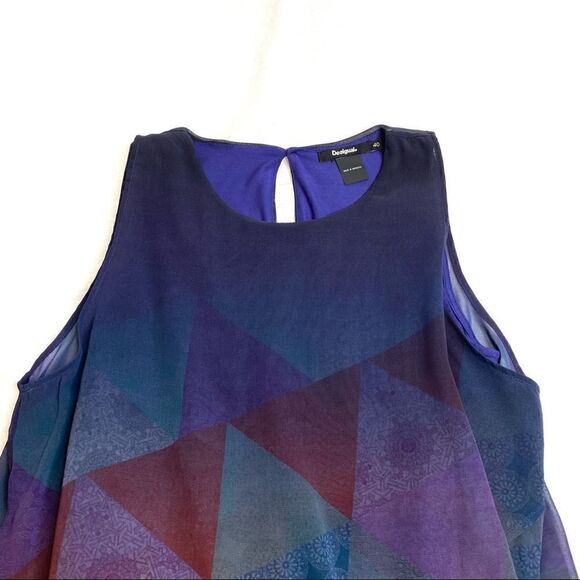 Desigual blue oton sleeveless geometric triangle dress size 40 medium - Picture 11 of 16